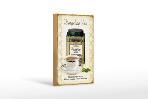 Holzschild Tee 12x18 cm Darjeeling Tea champagne of teas Dekoration