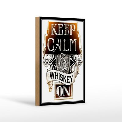 Letrero de madera con texto Keep Calm Whiskey 12x18 cm en decoración