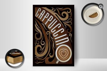 Panneau en bois indiquant une décoration de café cappuccino 12x18 cm 2