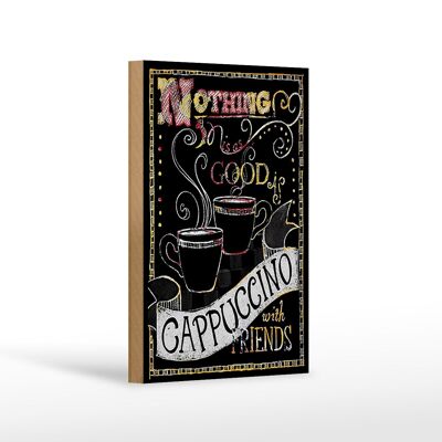 Cartel de madera que dice Capuchino con decoración de amigos 12x18 cm