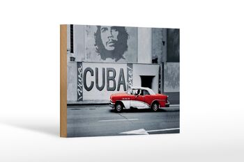 Panneau en bois disant 18x12 cm Cuba Guevara voiture rouge décoration de voiture ancienne 1