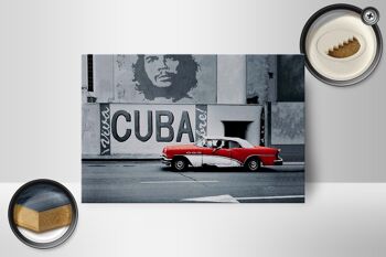 Panneau en bois disant 18x12 cm Cuba Guevara voiture rouge décoration de voiture ancienne 2