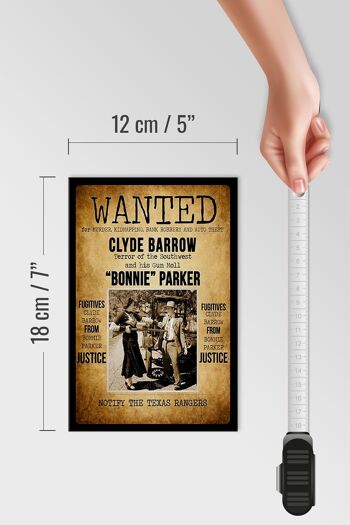 Panneau en bois disant 12x18 cm Wanted Clyde Barrow Bonnie décoration 4