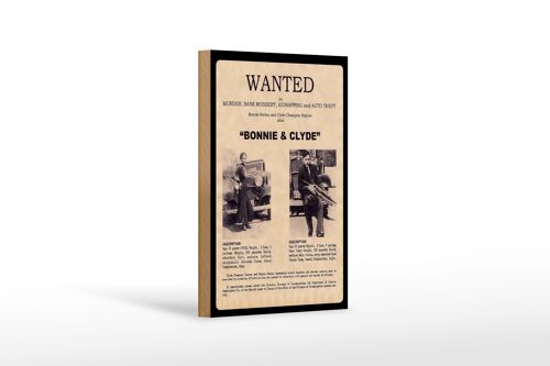 Holzschild Spruch 12x18 cm wanted Bonnie Clyde Dekoration