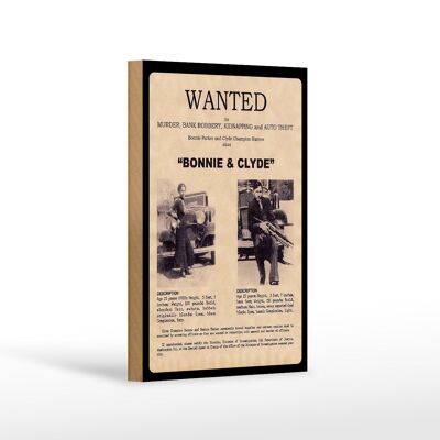 Holzschild Spruch 12x18 cm wanted Bonnie Clyde Dekoration