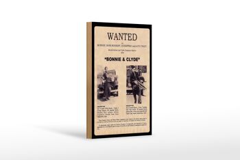 Panneau en bois disant 12x18 cm Wanted Bonnie Clyde decoration 1