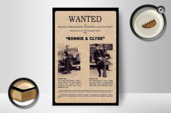 Panneau en bois disant 12x18 cm Wanted Bonnie Clyde decoration 2