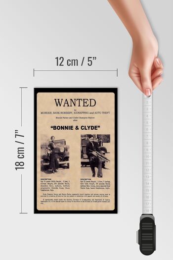 Panneau en bois disant 12x18 cm Wanted Bonnie Clyde decoration 4