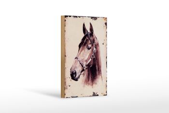 Panneau en bois rétro 12x18 cm portrait tête de cheval décoration cadeau 1