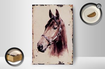 Panneau en bois rétro 12x18 cm portrait tête de cheval décoration cadeau 2