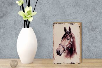 Panneau en bois rétro 12x18 cm portrait tête de cheval décoration cadeau 3
