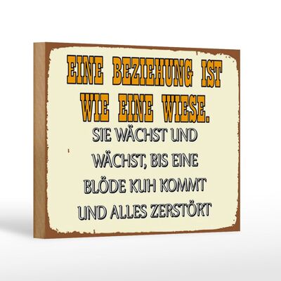 Holzschild Spruch 18x12 cm Eine Beziehung wie eine Wiese Dekoration