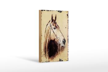 Panneau en bois rétro 12x18 cm portrait tête de cheval décoration 1