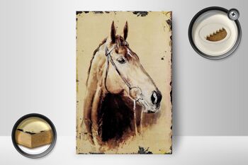 Panneau en bois rétro 12x18 cm portrait tête de cheval décoration 2