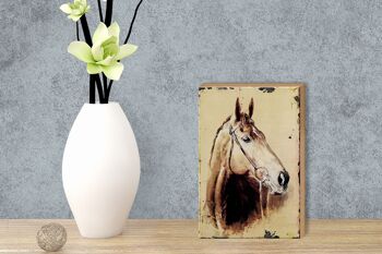 Panneau en bois rétro 12x18 cm portrait tête de cheval décoration 3