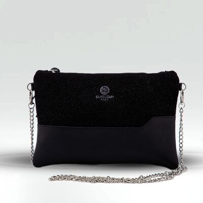 CAMÉLIA CLUTCH BAG - Pelle di vacchetta pieno fiore Nero