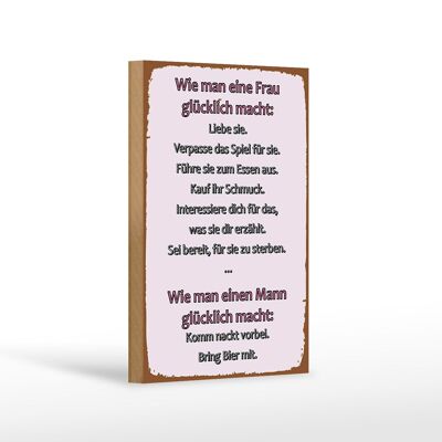 Cartello in legno con scritta 12x18 cm Come rendere felici le donne, decorazione