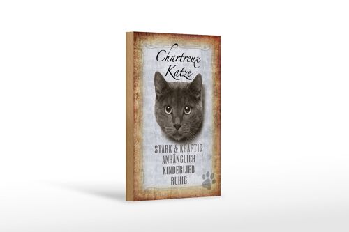 Holzschild Spruch 12x18 cm Chartreux Katze stark Geschenk Dekoration