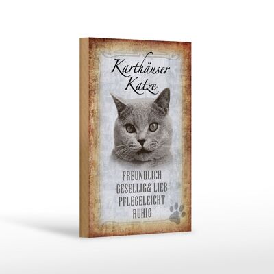 Cartello in legno con scritta 12x18 cm Gatto certosino, adorabile decorazione regalo