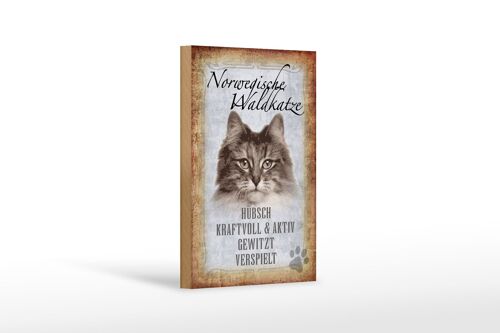 Holzschild Spruch 12x18 cm norvegische Waldkatze Katze Wanddeco