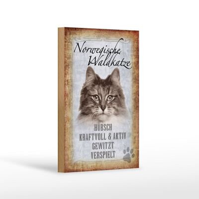 Wooden sign saying 12x18 cm Norwegian forest cat cat wall decoration