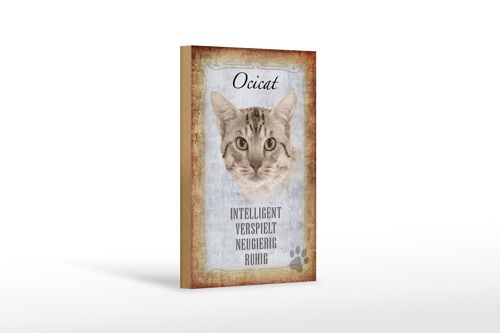Holzschild Spruch 12x18 cm Ocicat Katze verspielt Geschenk Dekoration