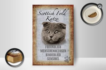 Panneau en bois indiquant 12x18 cm Décoration cadeau chat Scottish Fold 2