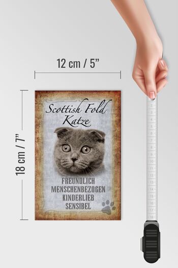 Panneau en bois indiquant 12x18 cm Décoration cadeau chat Scottish Fold 4