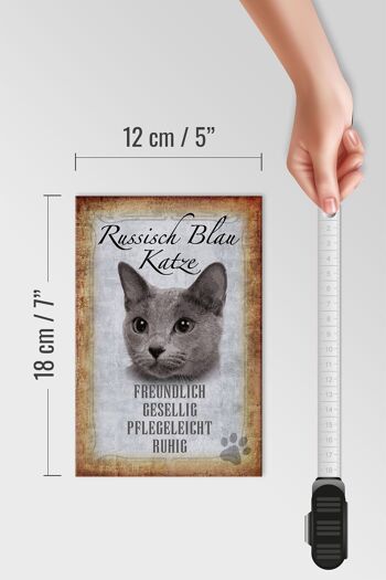Panneau en bois disant 12x18 cm Décoration cadeau chat bleu russe 4