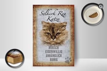 Panneau en bois disant 12x18 cm Selkirk Rex chat calme décoration cadeau 2