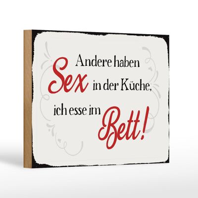 Wooden sign saying 18x12 cm sex in the kitchen bed gift decoration