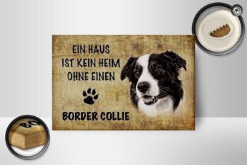 Panneau en bois disant 12x18cm Border Collie chien décoration beige 2