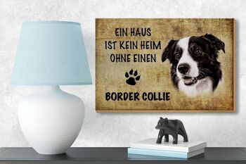 Panneau en bois disant 12x18cm Border Collie chien décoration beige 3