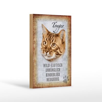 Cartello in legno con scritta 12x18 cm Decorazione murale regalo gatto Toyger