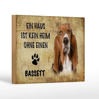 Wooden sign saying 18x12 cm Bassett dog without no home decoration