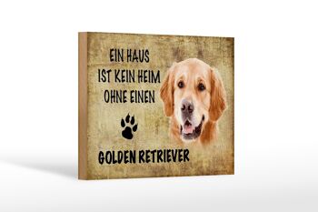Panneau en bois indiquant 18x12 cm Décoration cadeau pour chien Golden Retriever 1