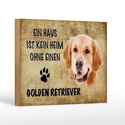 Panneau en bois indiquant 18x12 cm Décoration cadeau pour chien Golden Retriever
