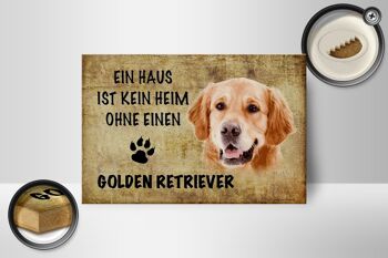 Panneau en bois indiquant 18x12 cm Décoration cadeau pour chien Golden Retriever 2