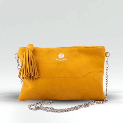 CAMÉLIA CLUTCH BAG - Yellow full grain calfskin