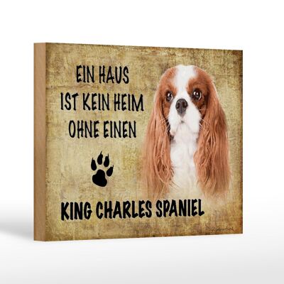 Letrero de madera que dice decoración perro King Charles Spaniel 18x12 cm