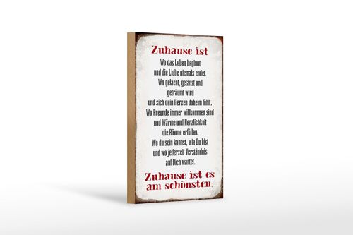 Holzschild Spruch 18x12 cm Zuhause ist am schönsten Dekoration