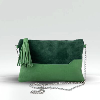 CAMÉLIA CLUTCH BAG - Grünes vollnarbiges Kalbsleder