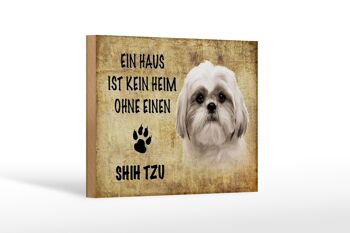 Panneau en bois disant 18x12 cm décoration cadeau chien Shih Tzu 1