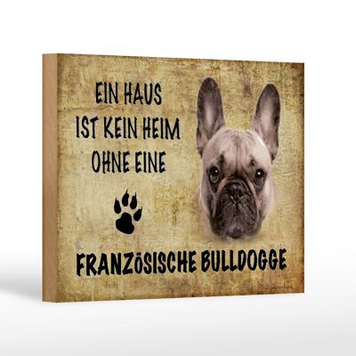 Letrero de madera con inscripción Perro Bulldog Francés 18x12 cm Decoración
