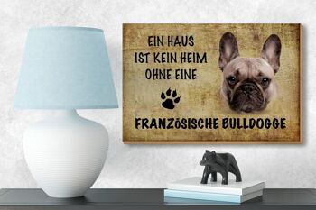 Panneau en bois disant 18x12 cm Décoration chien bouledogue français 3