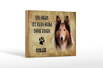 Panneau en bois indiquant 18x12 cm Décoration cadeau pour chien Collie 1