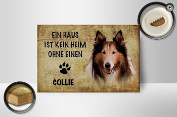 Panneau en bois indiquant 18x12 cm Décoration cadeau pour chien Collie 2