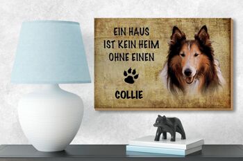 Panneau en bois indiquant 18x12 cm Décoration cadeau pour chien Collie 3