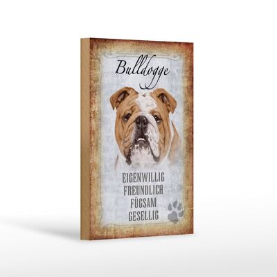 Cartel de madera con texto 12x18 cm Perro Bulldog decoración de regalo sociable