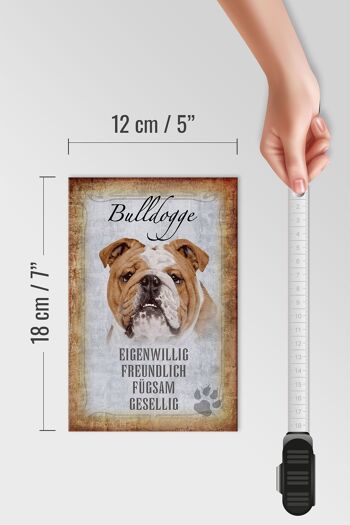 Panneau en bois disant 12x18 cm Chien bouledogue décoration cadeau sociable 4